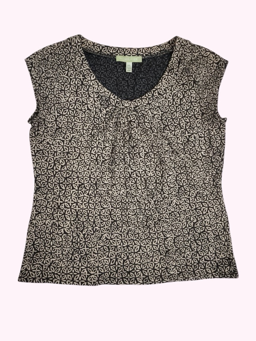 Sigrid Olsen🎀Geometric Pleat-Neck Cap Sleeve Top🎀SZ M🎀Versatile🎀Soft & Chic🎀